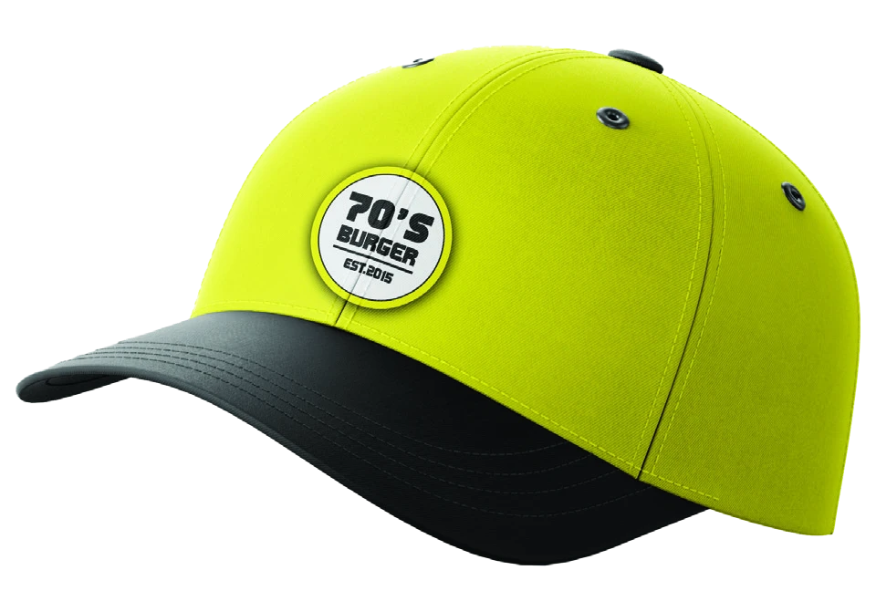 70’s Burger: yellow and black branded cap.