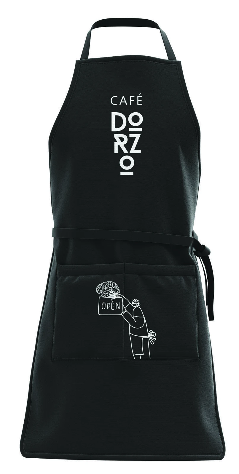 Café Dorzo: black branded apron.