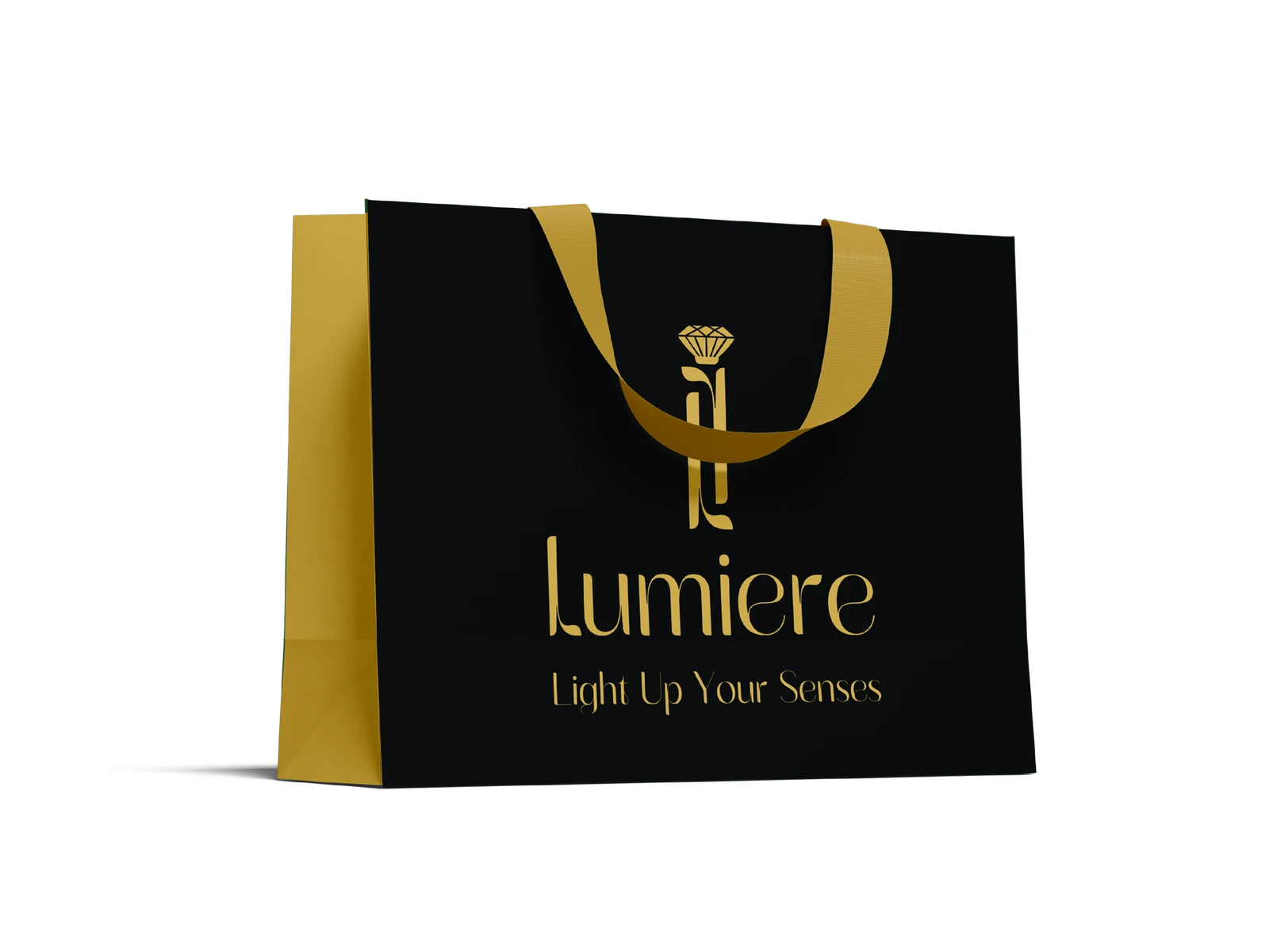 Lumiere: black and gold shopping bag.